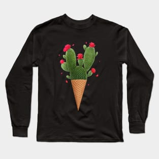 ice cream with cactus Long Sleeve T-Shirt